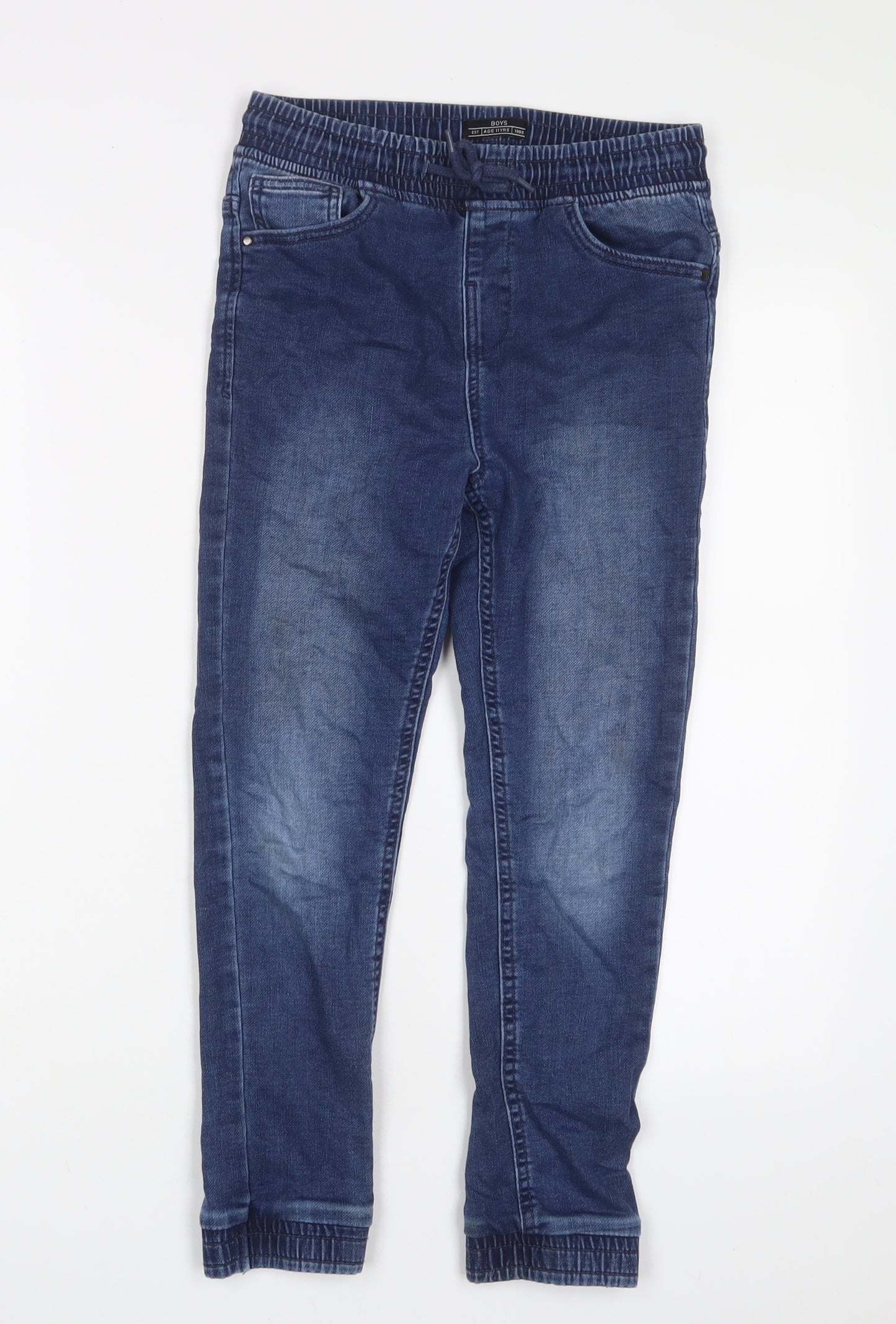 Matalan Boys Blue Cotton Tapered Jeans Size 11 Years L22 in Regular Drawstring