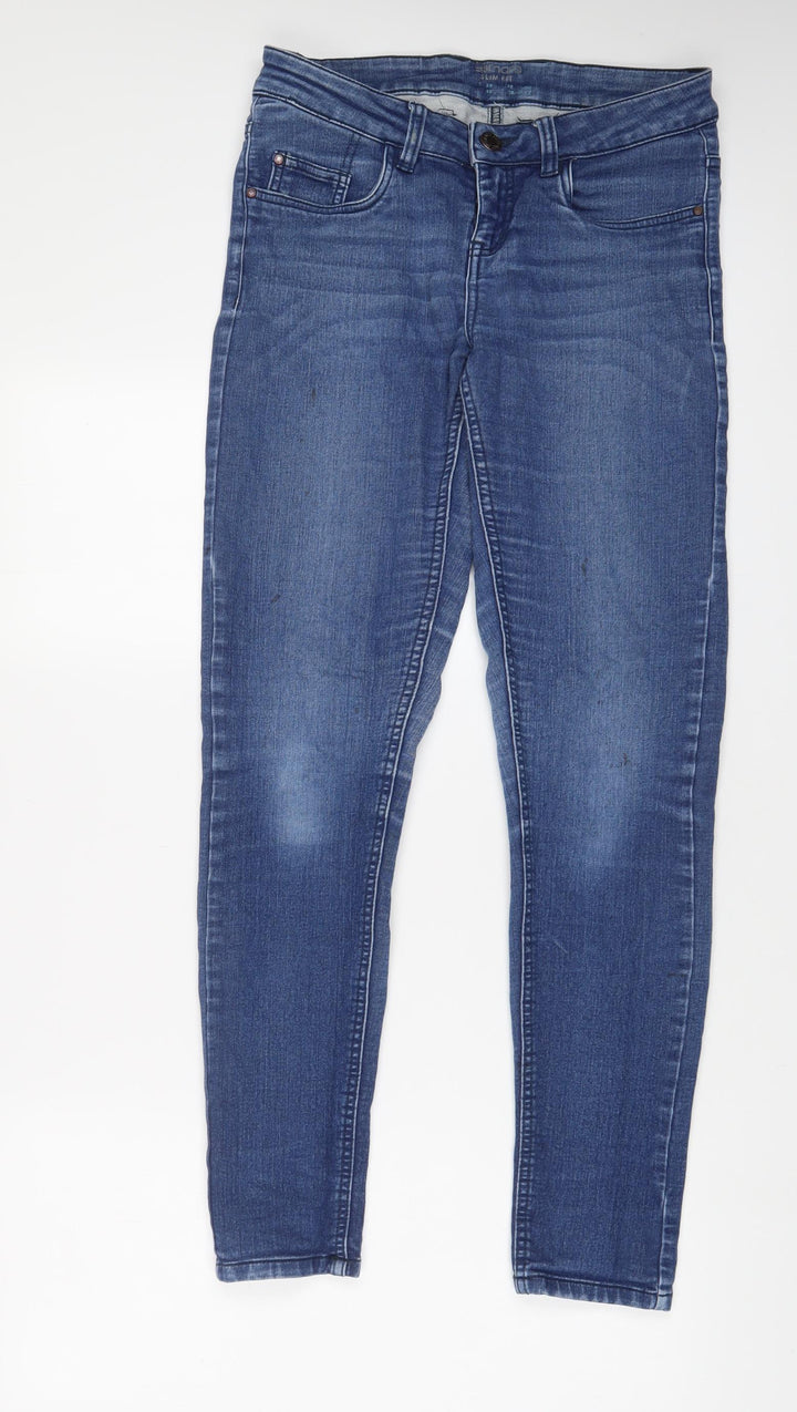 Samara Womens Blue Cotton Straight Jeans Size 10 L30 in Slim Zip