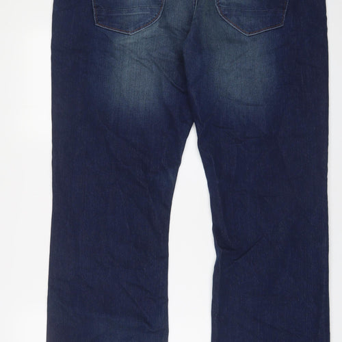Peacocks Womens Blue Cotton Boyfriend Jeans Size 18 L32 in Regular Zip