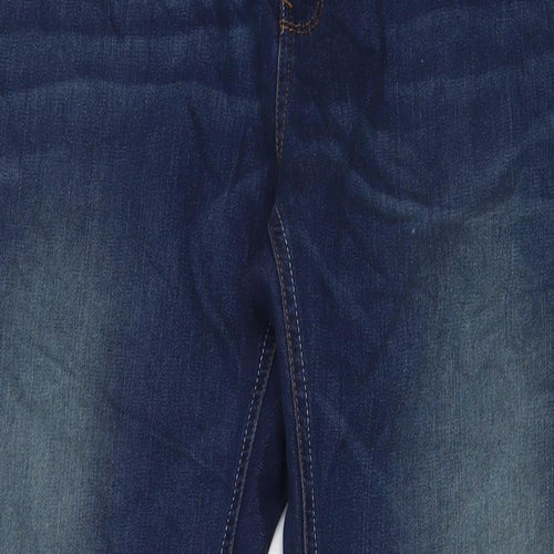 Peacocks Womens Blue Cotton Boyfriend Jeans Size 18 L32 in Regular Zip
