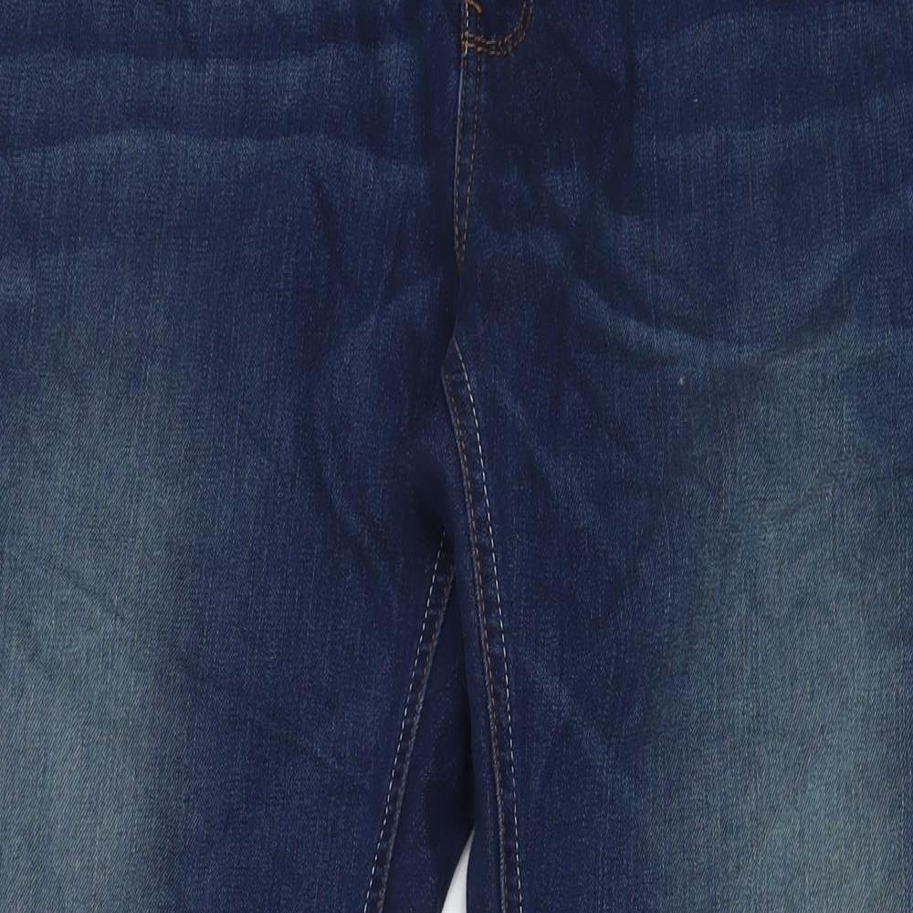 Peacocks Womens Blue Cotton Boyfriend Jeans Size 18 L32 in Regular Zip