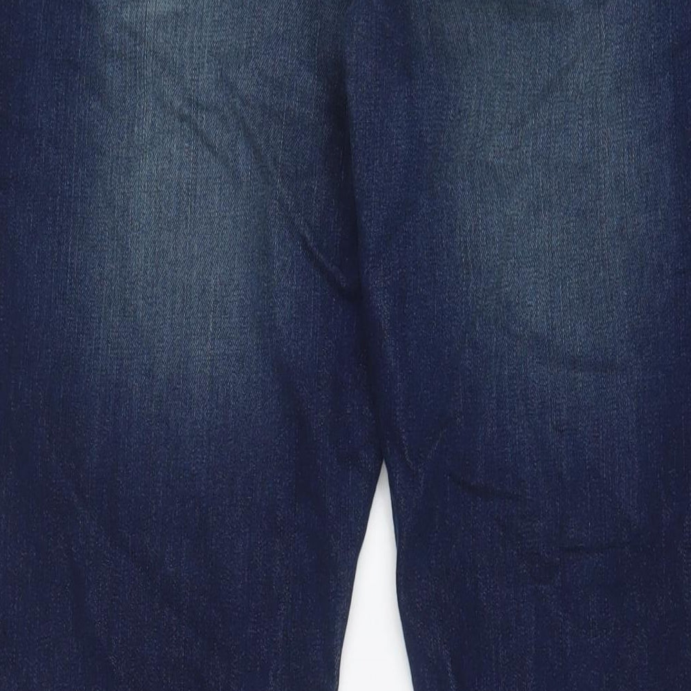 Peacocks Womens Blue Cotton Boyfriend Jeans Size 18 L32 in Regular Zip