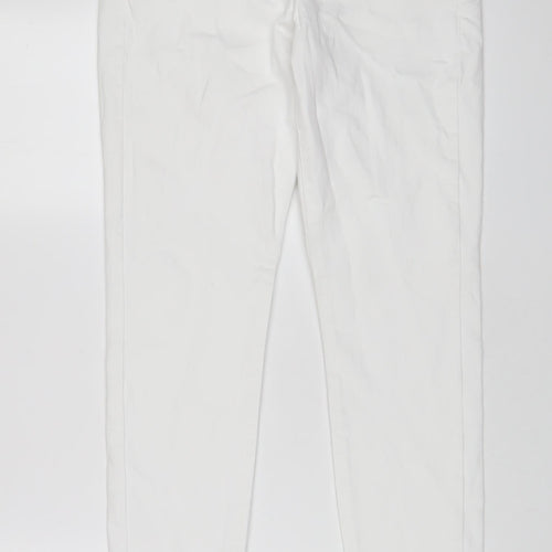 NEXT Womens White Cotton Skinny Jeans Size 14 L29 in Slim Zip