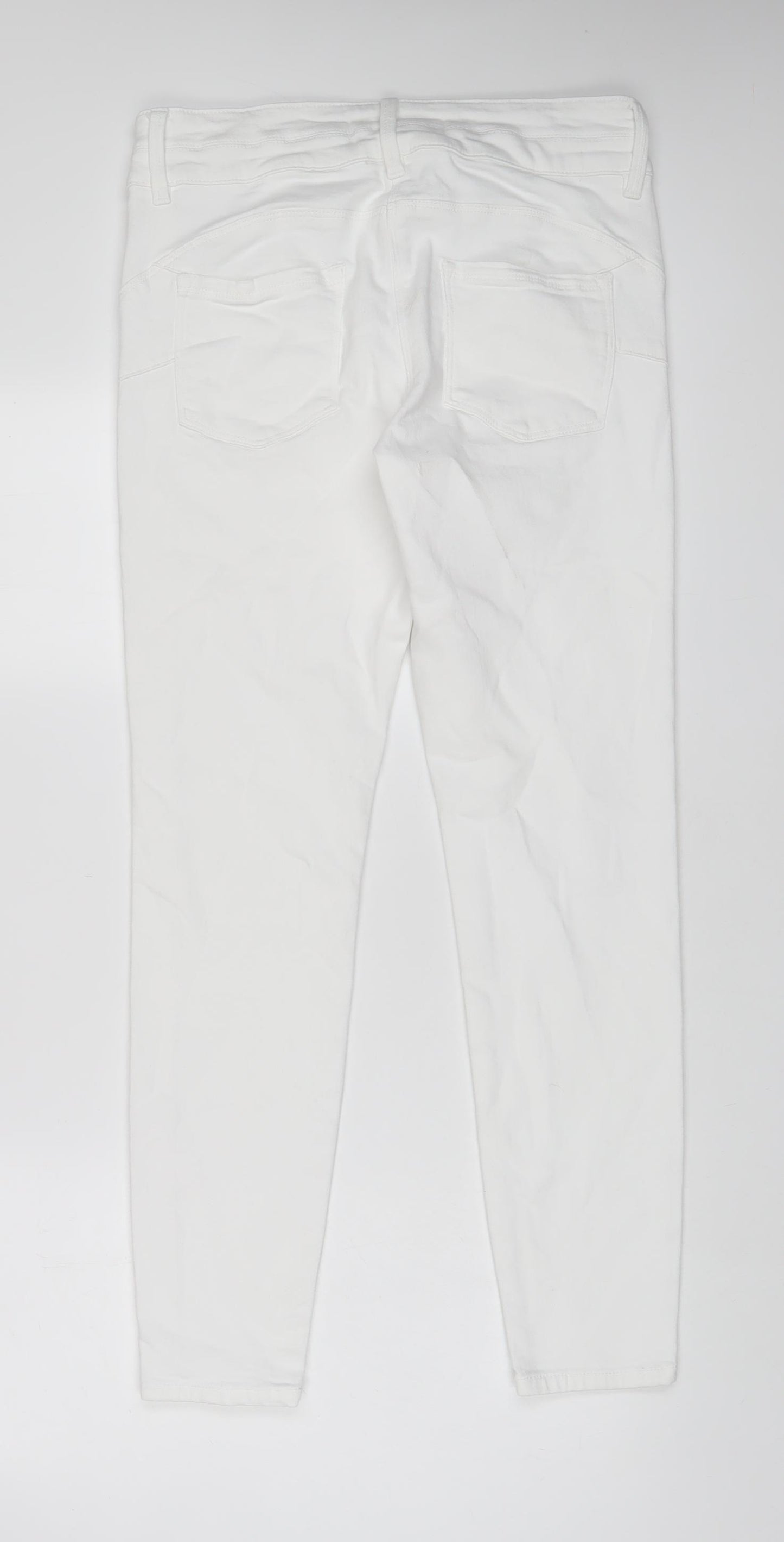NEXT Womens White Cotton Skinny Jeans Size 14 L29 in Slim Zip