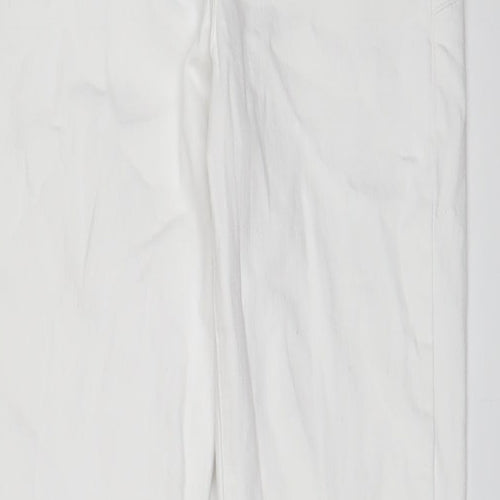NEXT Womens White Cotton Skinny Jeans Size 14 L29 in Slim Zip
