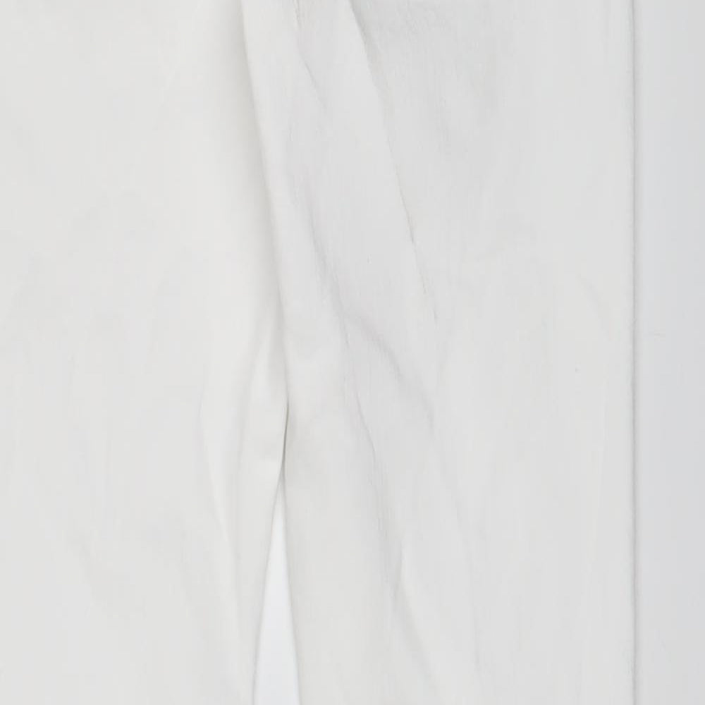 NEXT Womens White Cotton Skinny Jeans Size 14 L29 in Slim Zip