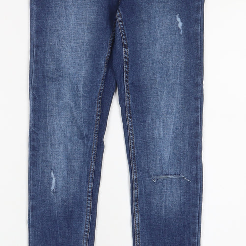 Denim & Co. Womens Blue Cotton Skinny Jeans Size 8 L28 in Regular Zip