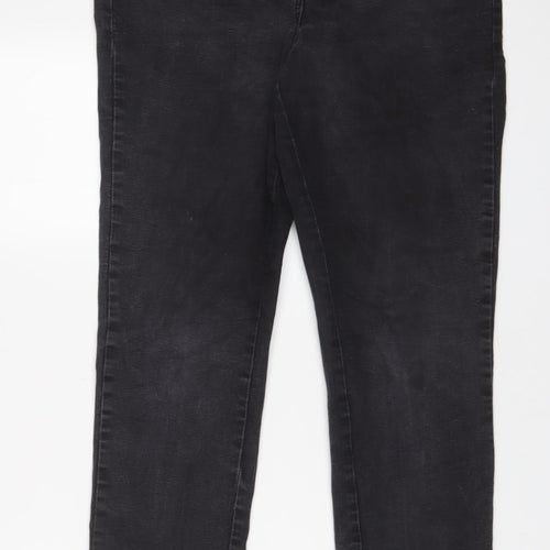 M&Co Womens Grey Cotton Straight Jeans Size 16 L31 in Regular Zip