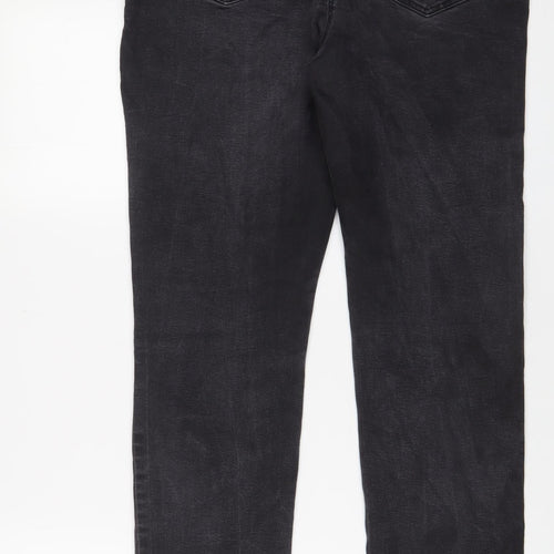 M&Co Womens Grey Cotton Straight Jeans Size 16 L31 in Regular Zip