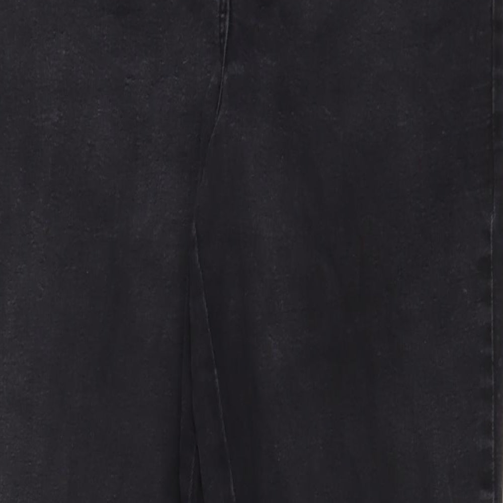 M&Co Womens Grey Cotton Straight Jeans Size 16 L31 in Regular Zip