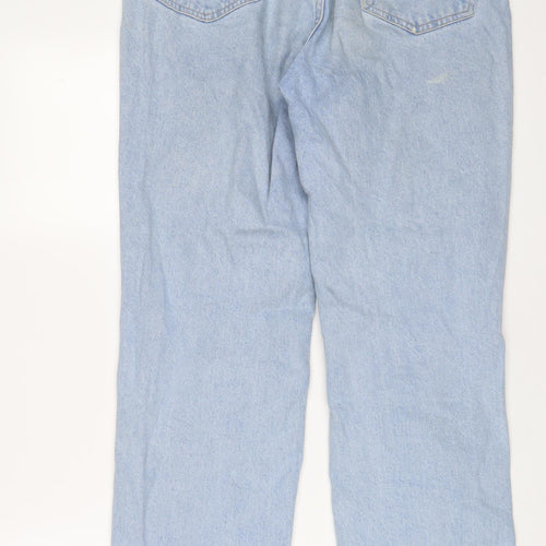 H&M Womens Blue Cotton Straight Jeans Size 14 L31 in Regular Button