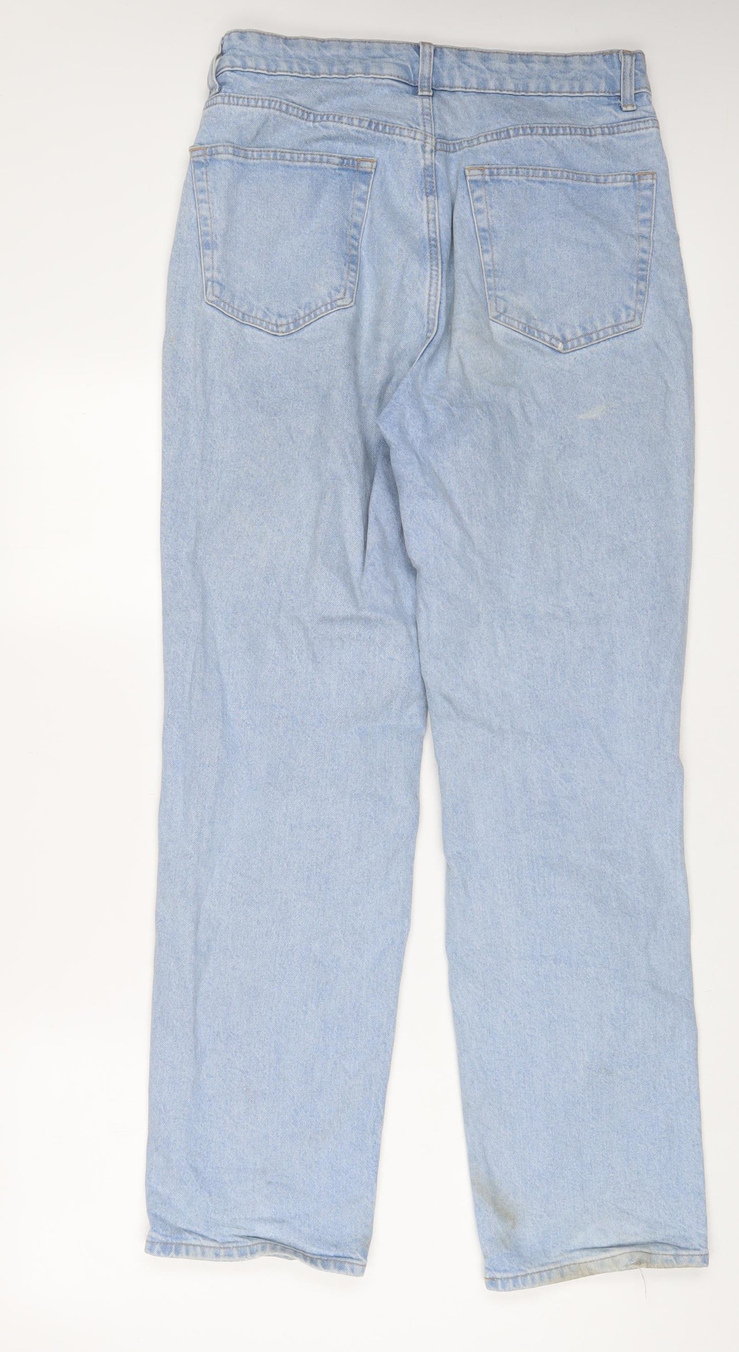 H&M Womens Blue Cotton Straight Jeans Size 14 L31 in Regular Button