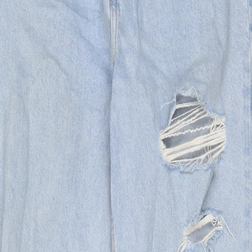 H&M Womens Blue Cotton Straight Jeans Size 14 L31 in Regular Button