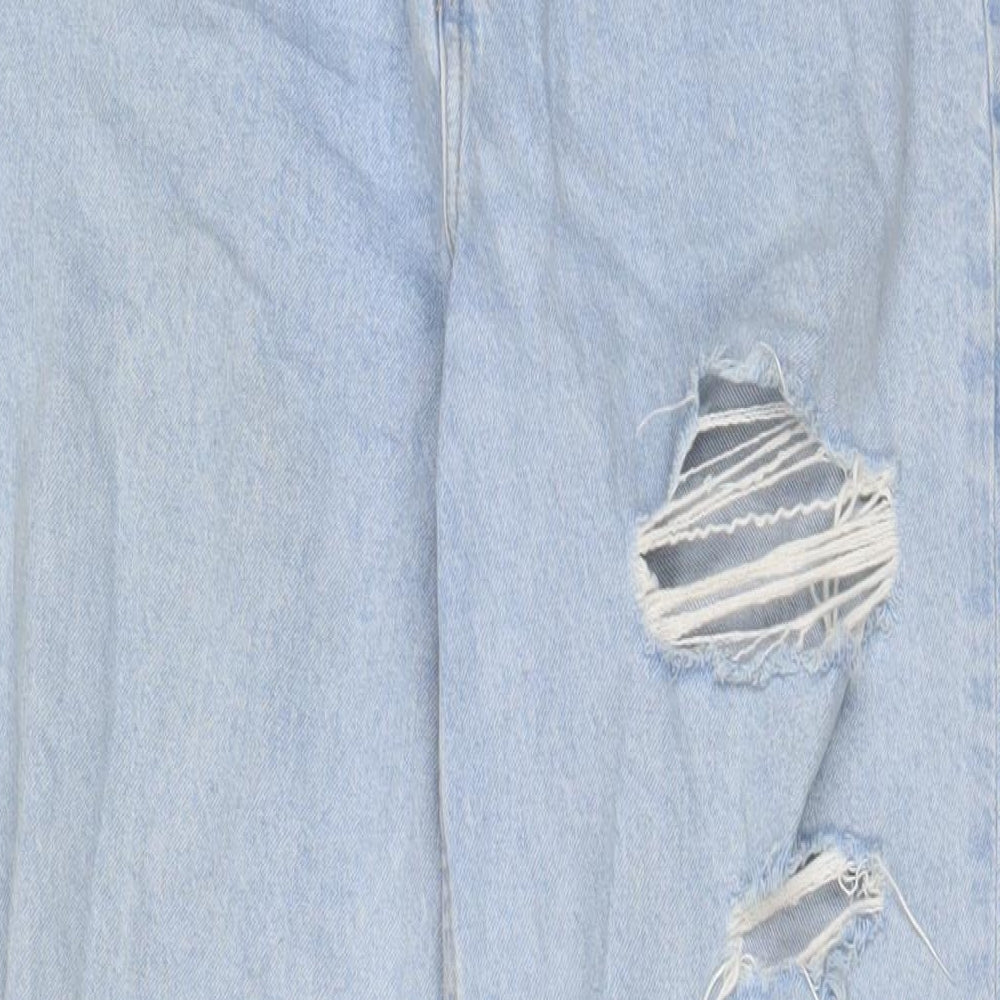 H&M Womens Blue Cotton Straight Jeans Size 14 L31 in Regular Button