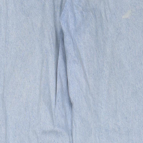 H&M Womens Blue Cotton Straight Jeans Size 14 L31 in Regular Button