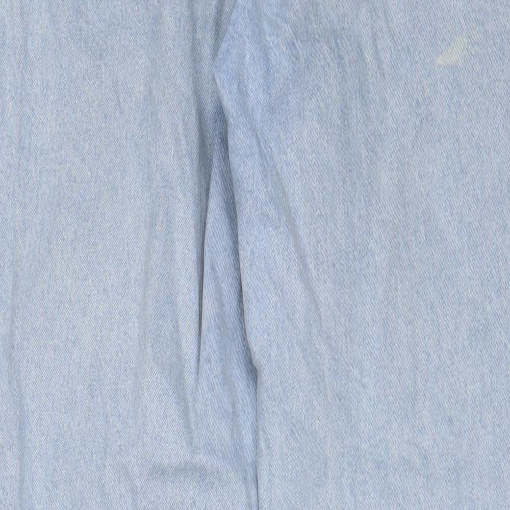 H&M Womens Blue Cotton Straight Jeans Size 14 L31 in Regular Button