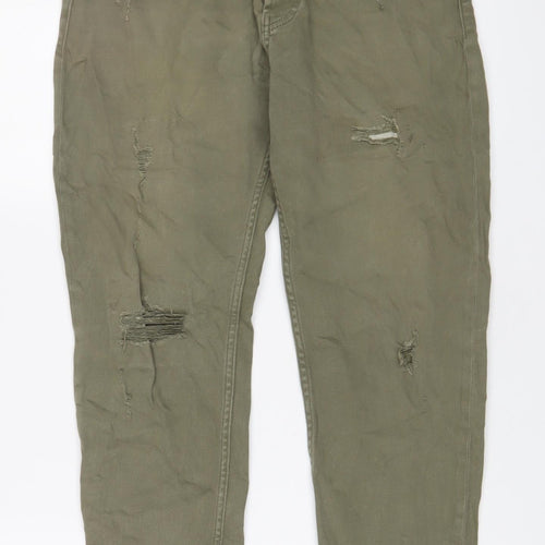 Feel The Magic Womens Green Cotton Straight Jeans Size 34 in L28 in Regular Zip