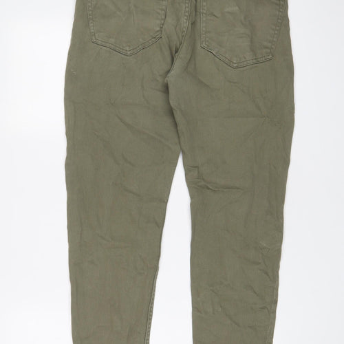 Feel The Magic Womens Green Cotton Straight Jeans Size 34 in L28 in Regular Zip
