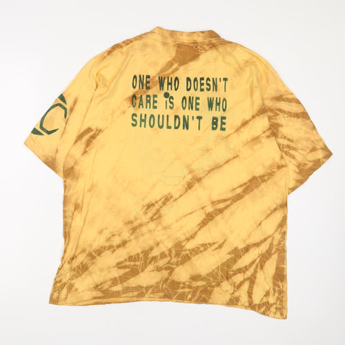 Alice In Chains Mens Yellow Geometric Cotton T-Shirt Size XL Crew Neck