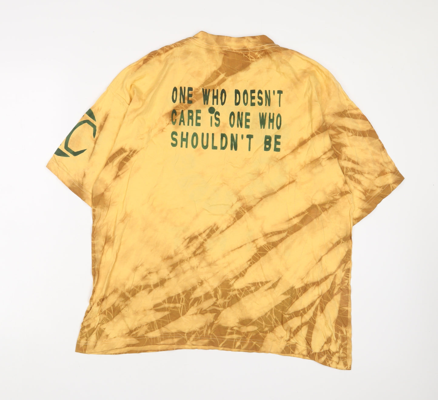 Alice In Chains Mens Yellow Geometric Cotton T-Shirt Size XL Crew Neck
