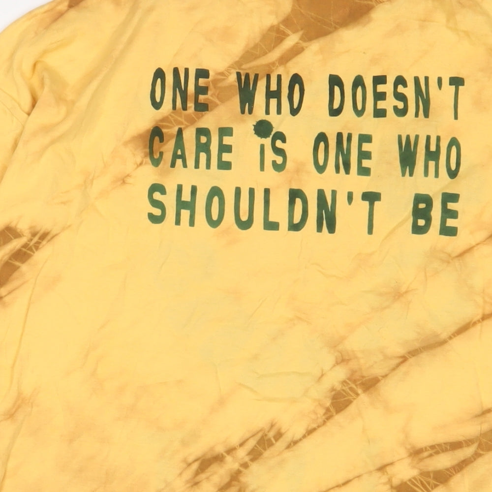 Alice In Chains Mens Yellow Geometric Cotton T-Shirt Size XL Crew Neck
