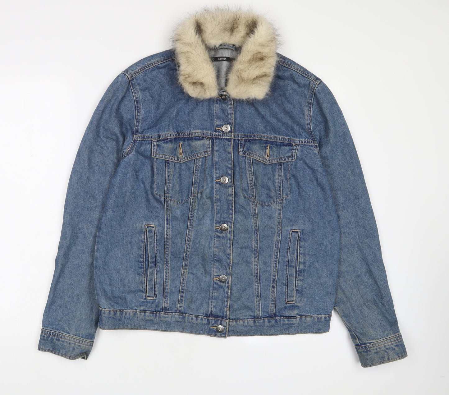 George Womens Blue Jacket Size 14 Button - Pockets