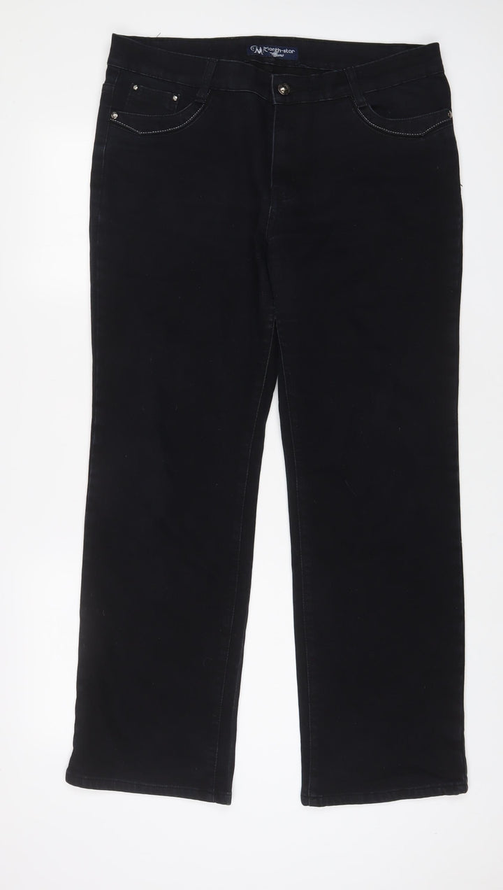 Month Star Womens Blue Cotton Straight Jeans Size 35 in L30 in Regular Zip