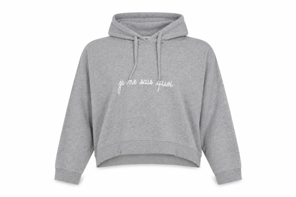 Front view of Maison Labiche women’s grey cotton pullover hoodie, size S, pullover - cropped