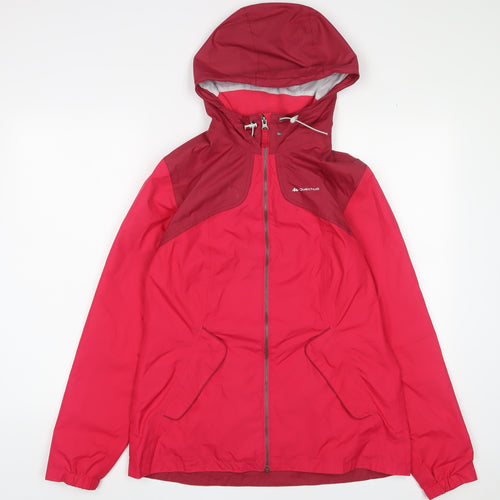 DECATHLON Womens Pink Rain Coat Coat Size S Zip - Zip Pockets
