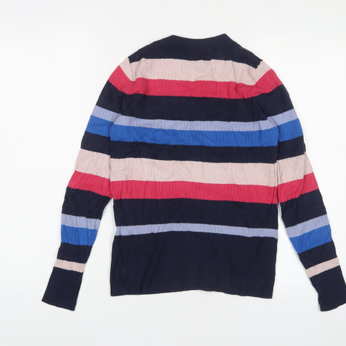 Marks and Spencer Womens Multicoloured Round Neck Striped Viscose Pullover Jumper Size 10