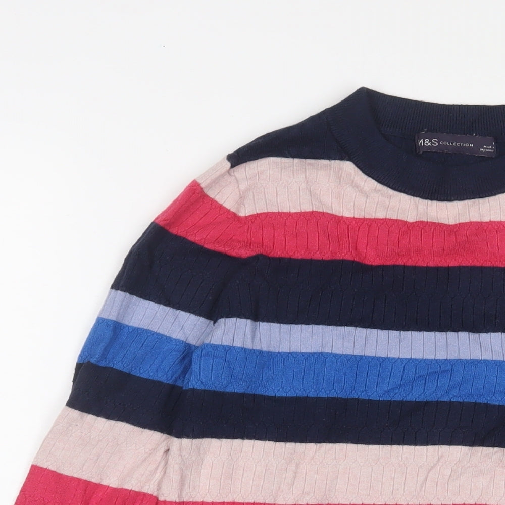 Marks and Spencer Womens Multicoloured Round Neck Striped Viscose Pullover Jumper Size 10