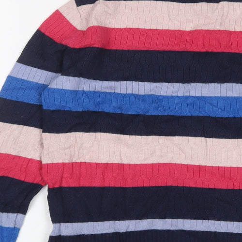 Marks and Spencer Womens Multicoloured Round Neck Striped Viscose Pullover Jumper Size 10