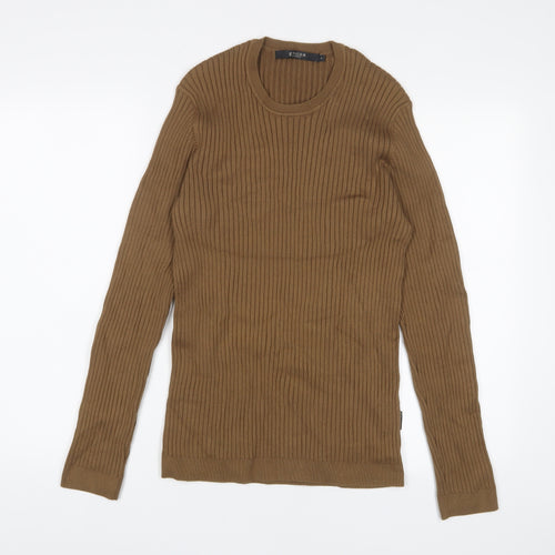 Tiger of Sweden Womens Brown Crew Neck Cotton Pullover Jumper Size S - Stretch