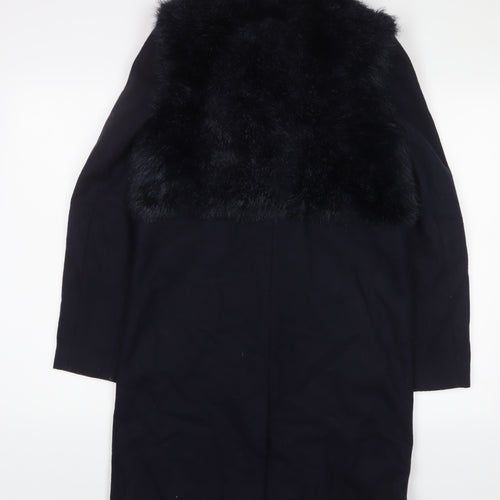 Topshop Womens Blue Overcoat Coat Size 6 Snap