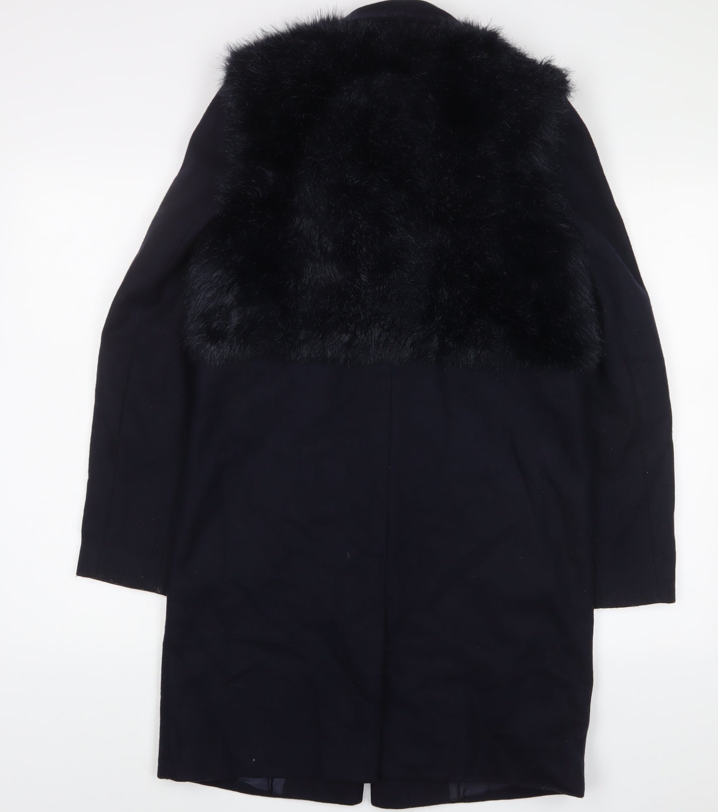 Topshop Womens Blue Overcoat Coat Size 6 Snap