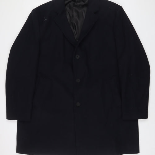 Marks and Spencer Mens Blue Overcoat Coat Size 3XL Button