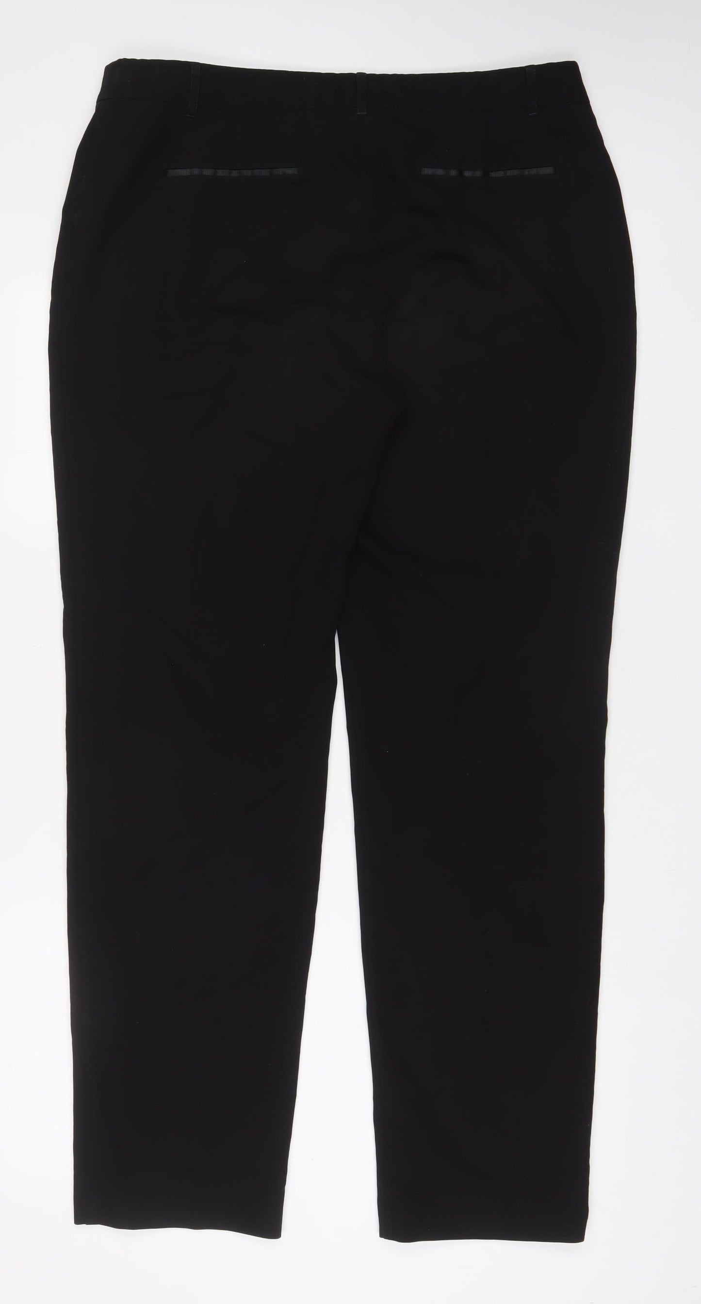 NEXT Womens Black Polyester Trousers Size 16 L33 in Regular Hook & Eye