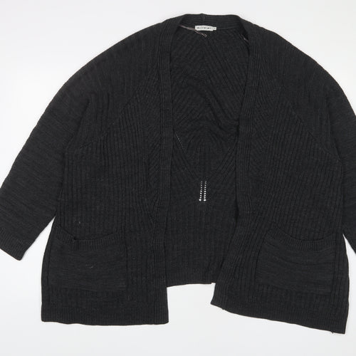Light before dark Womens Grey V-Neck Acrylic Cardigan Jumper Size XS - Open
