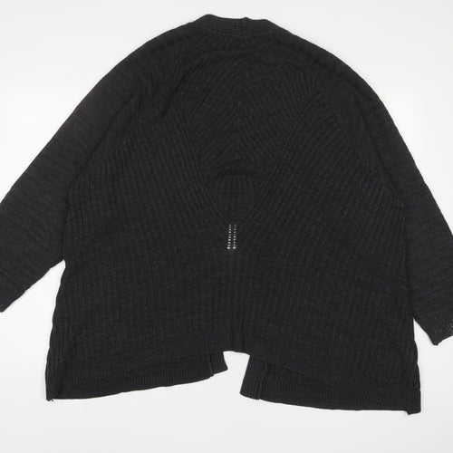 Light before dark Womens Grey V-Neck Acrylic Cardigan Jumper Size XS - Open