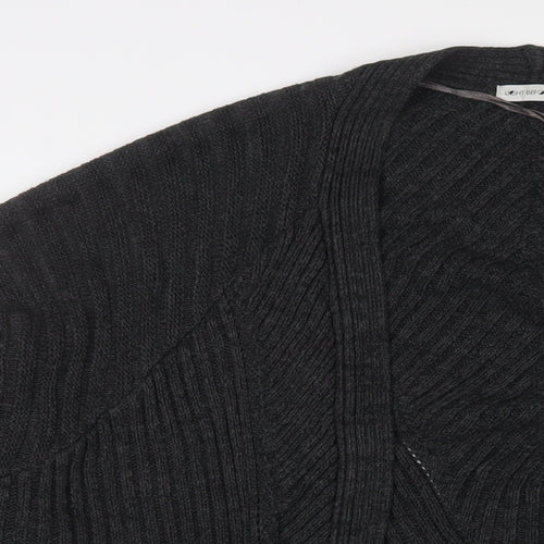 Light before dark Womens Grey V-Neck Acrylic Cardigan Jumper Size XS - Open