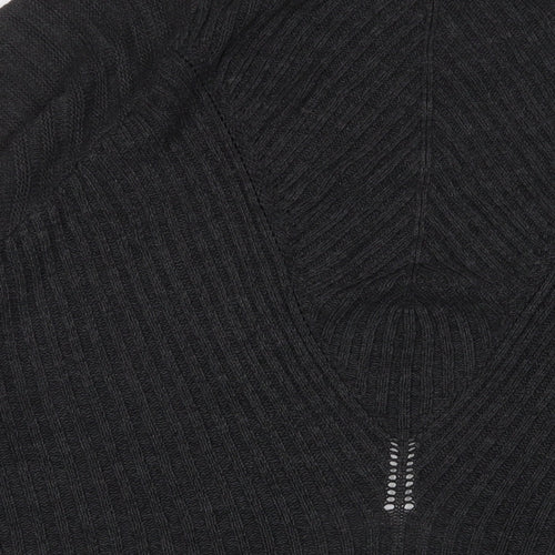 Light before dark Womens Grey V-Neck Acrylic Cardigan Jumper Size XS - Open
