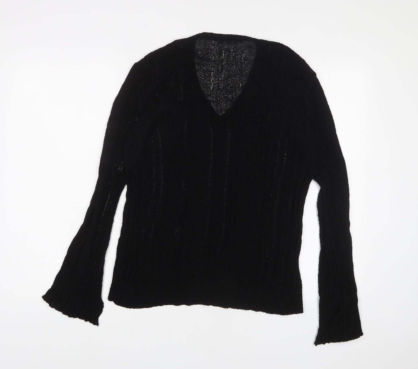 Mango Womens Black V-Neck Acrylic Pullover Jumper Size M - Frill