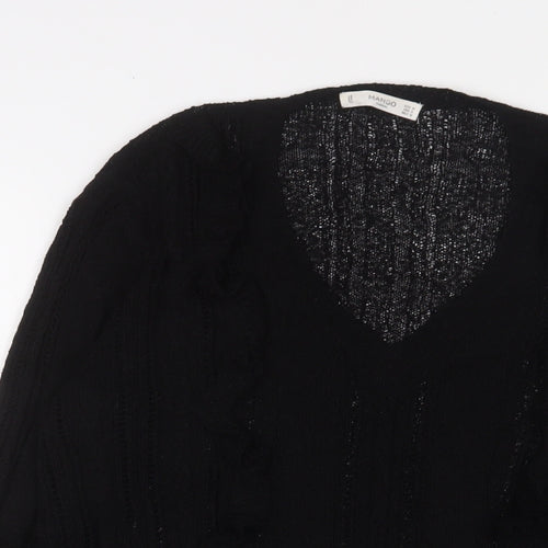 Mango Womens Black V-Neck Acrylic Pullover Jumper Size M - Frill