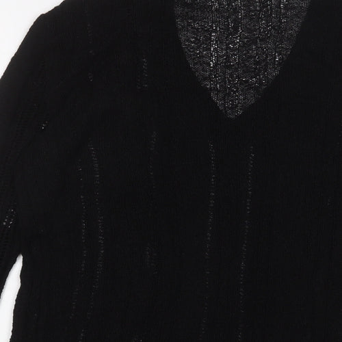 Mango Womens Black V-Neck Acrylic Pullover Jumper Size M - Frill