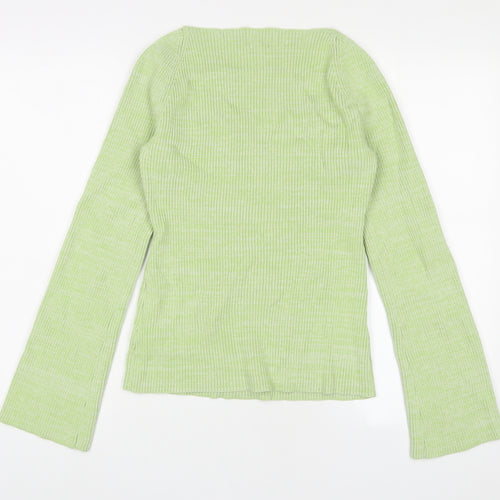 H&M Womens Green V-Neck Viscose Pullover Jumper Size M