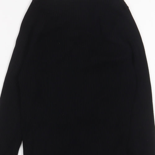 Mango Womens Black Square Neck Acrylic Pullover Jumper Size L - Stretch