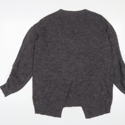 VERO MODA Womens Grey V-Neck Acrylic Cardigan Jumper Size XS - Open