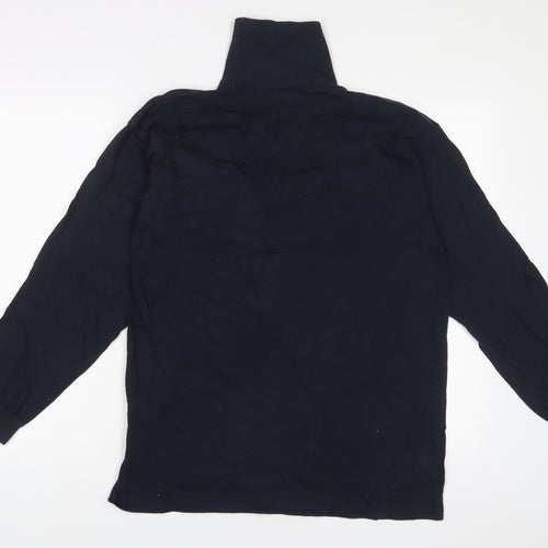 Cross Mens Blue Cotton T-Shirt Size M High Neck - Logo, Embroidered