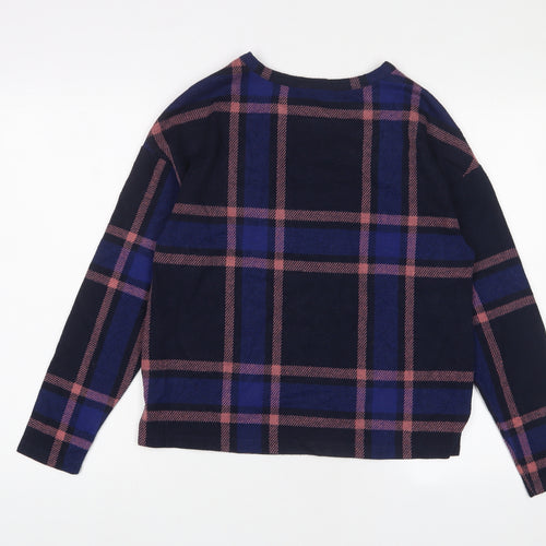 Marks and Spencer Womens Blue Plaid Cotton Pullover Sweatshirt Size 10 Pullover