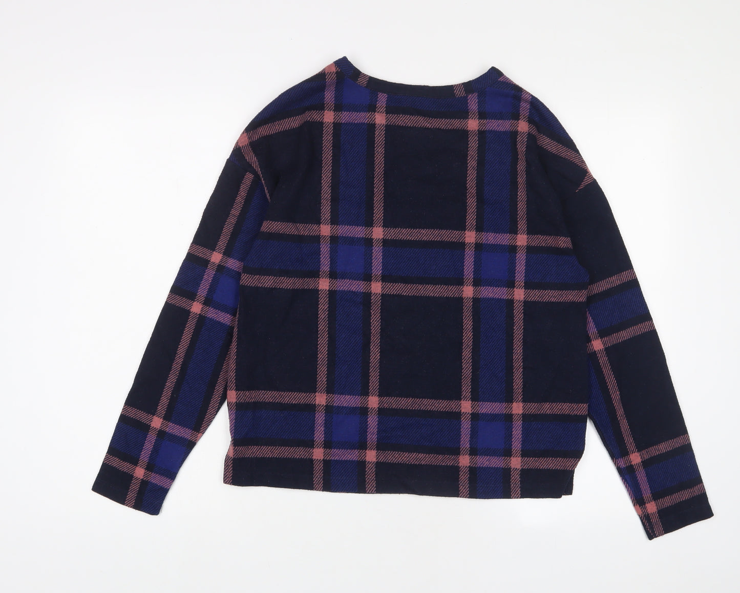 Marks and Spencer Womens Blue Plaid Cotton Pullover Sweatshirt Size 10 Pullover
